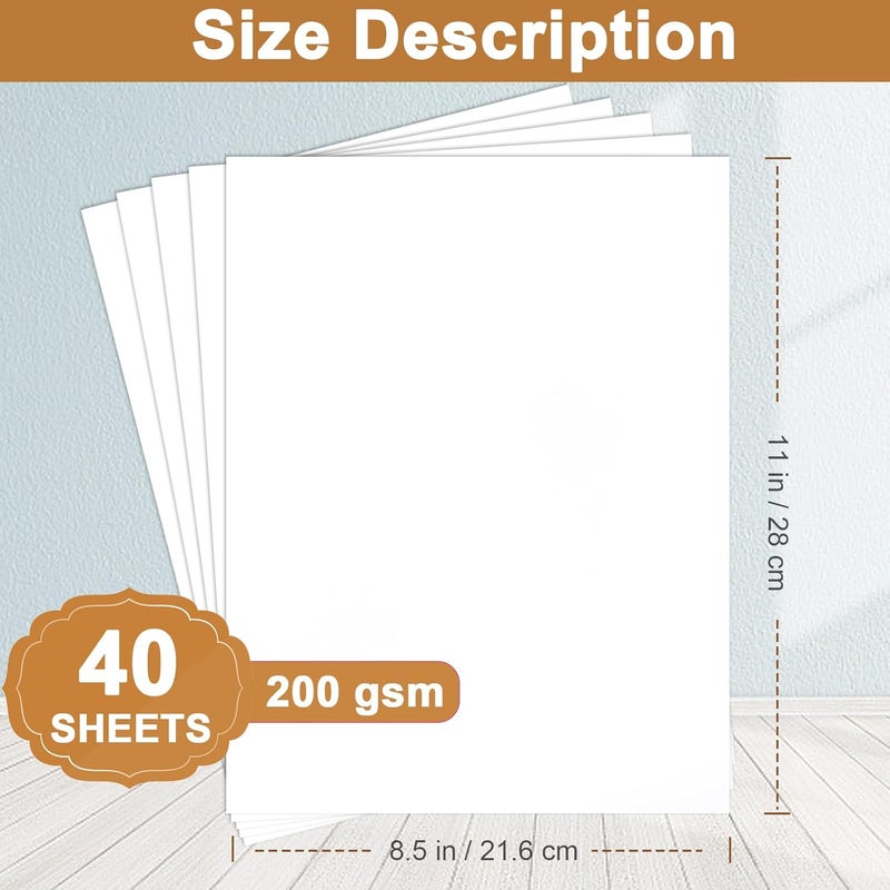 Silunkia 40 Sheets White Cardstock 8.5 x 11 Printer Paper, 75lb White Paper Card Stock for DIY Card Making, Thank You Cards, Business Cards, Wedding Invitations, Certificates, Menus - Image 2